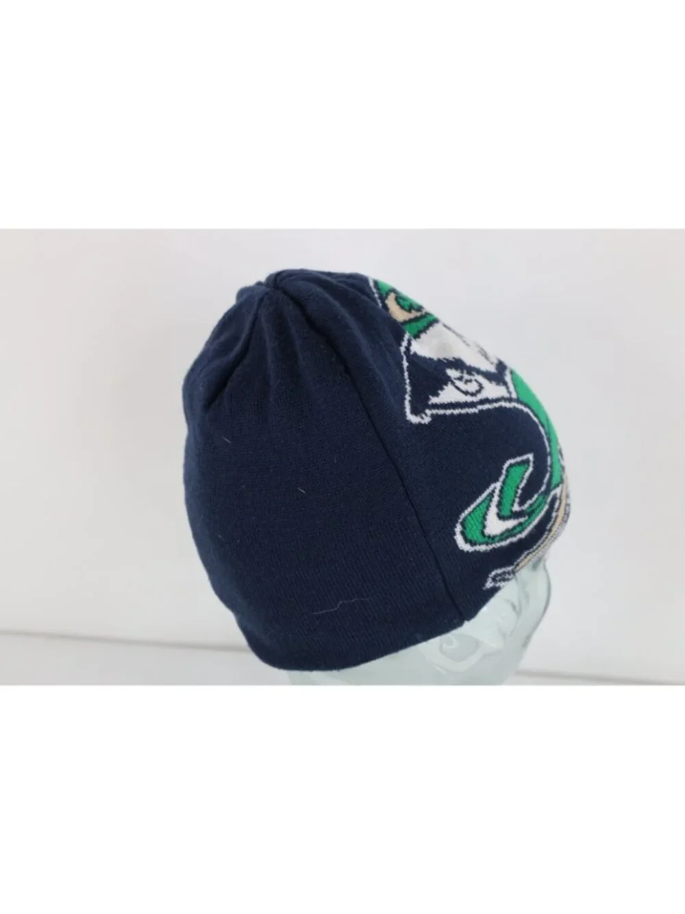 Vintage Y2K Adidas Jumbo Print Reversible Notre Dame University Knit Beanie Hat
